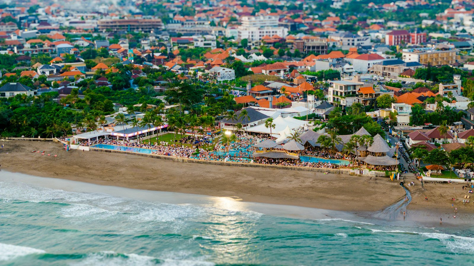 Aerial view of the Canggu coastline, Bali