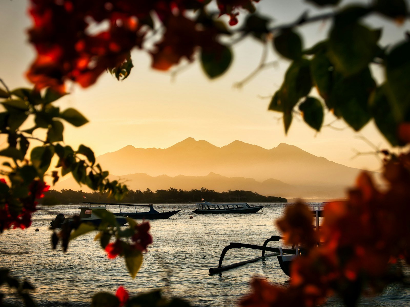 Sunset over Lombok from the Gili Islands
