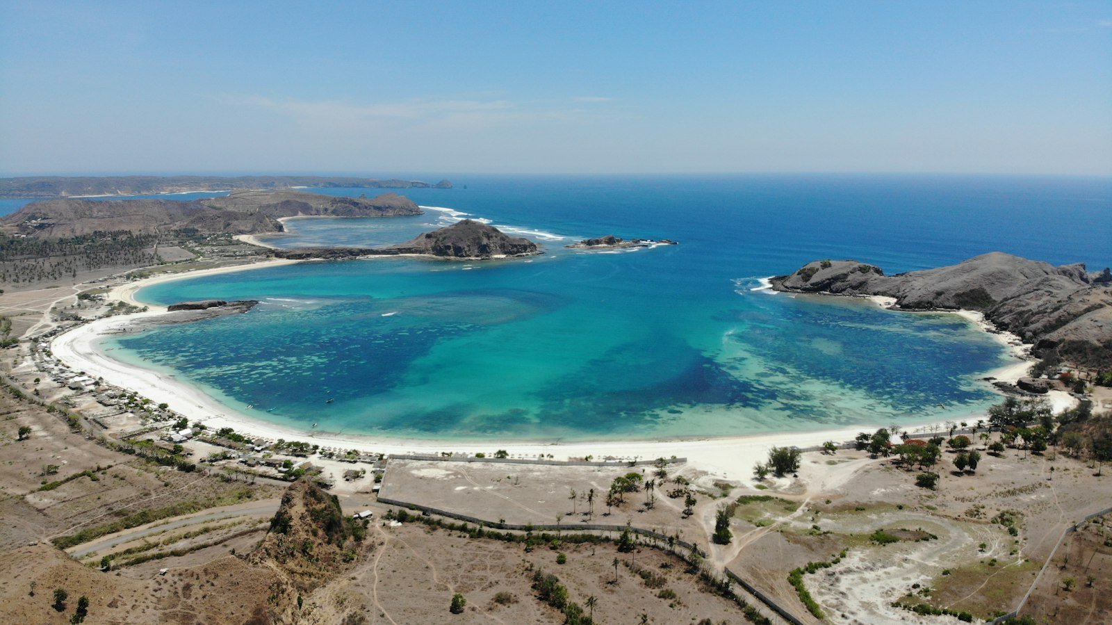 Aerial view of Tanjung Aan beach, Kuta Lombok