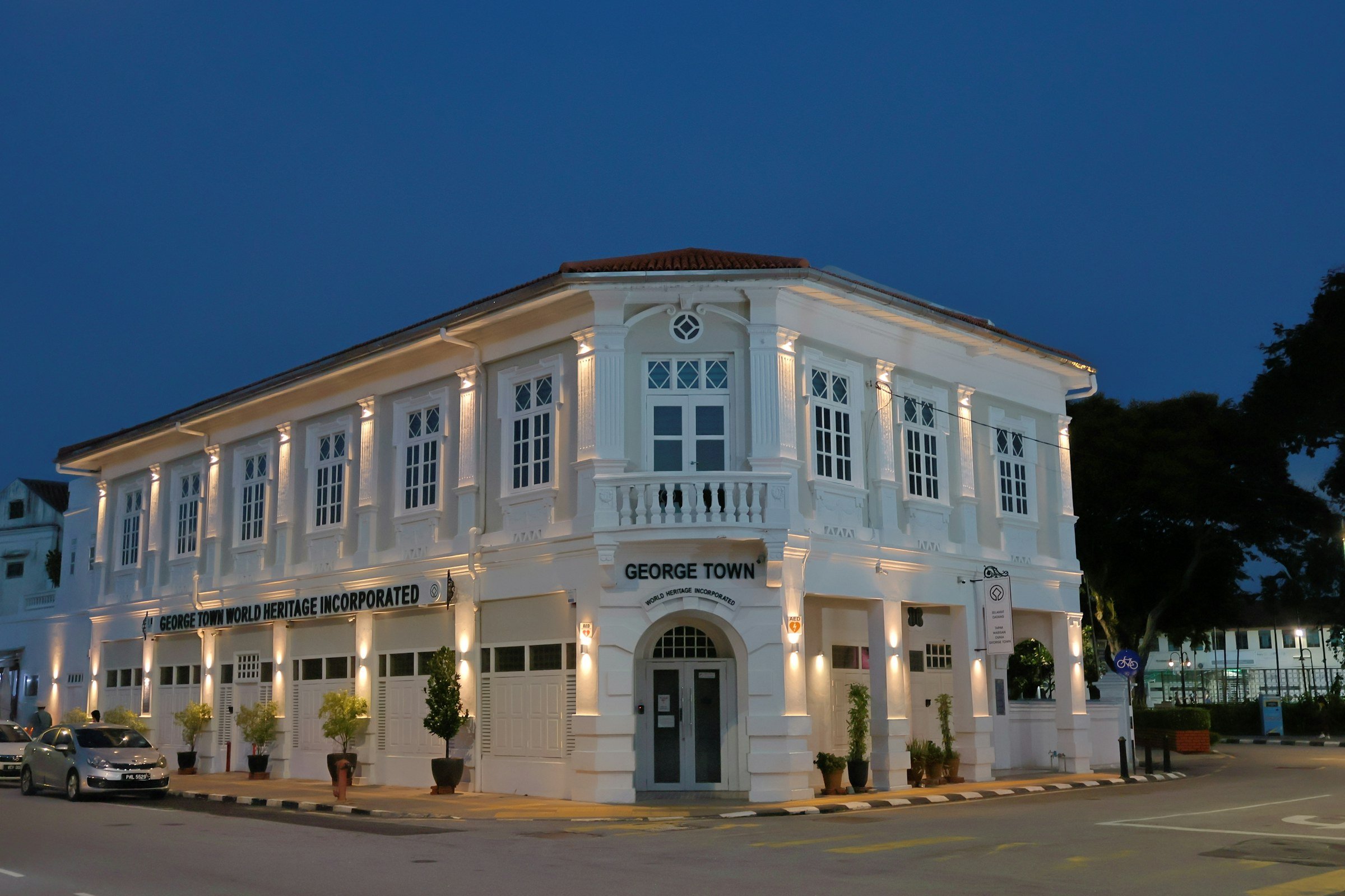 Colonial shophouse at dusk, George Town