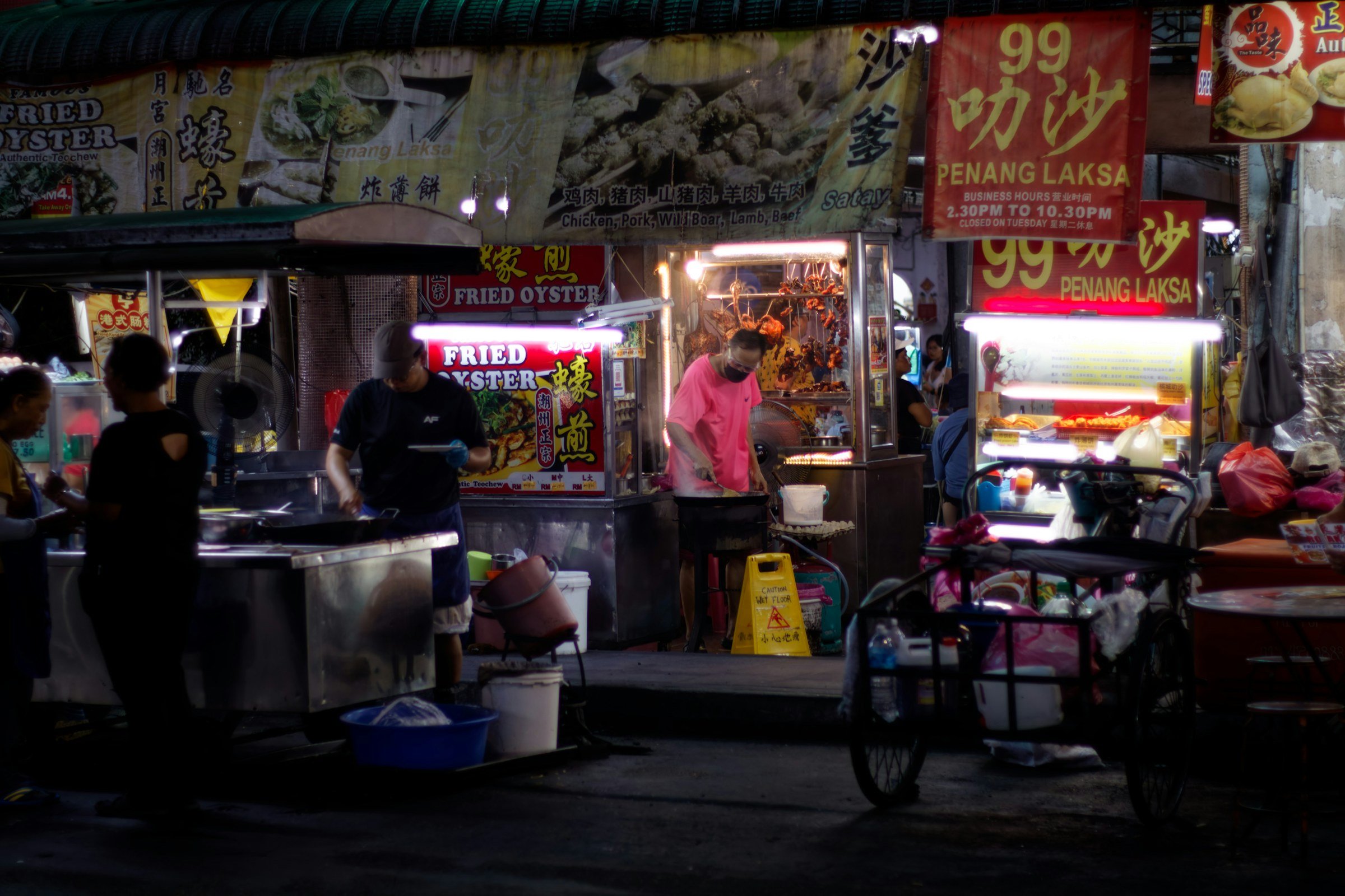 Street food stall at night, Penang